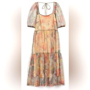 H&M Puff-sleeved mesh dress